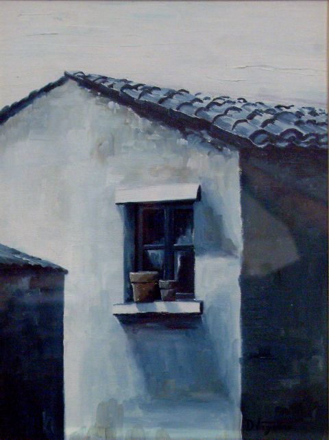 Casa, particolare di casa (dipinto) di Virgintino (seconda metà sec. XX)