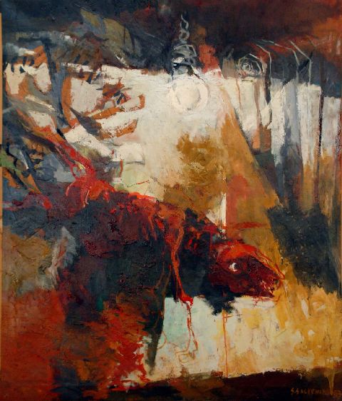 Natura morta con agnello, natura morta con agnello (dipinto) di Salvemini Salvatore (sec. XX)