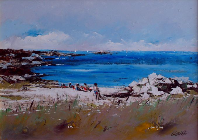 Marina, spiaggia con natanti (dipinto) di Casabibari (sec. XXI)