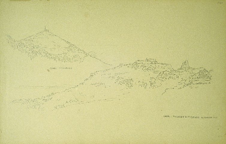 Capri Palazzo di Tiberio, paesaggio (disegno) di Piccinni Antonio (sec. XIX)