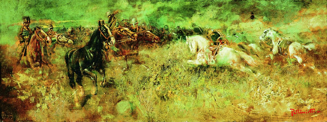 battaglia di cavalleria (dipinto) di Pellicciotti Tito (secc. XIX/ XX)