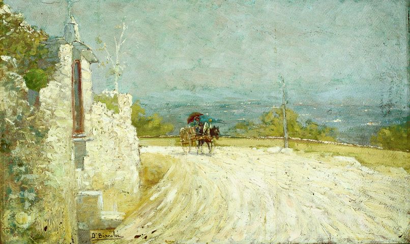 Via della Selva - La Madonna, paesaggio rurale (dipinto) di Bianchi Damaso (secc. XIX/ XX)