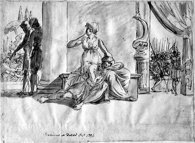 Sansone e Dalila (disegno) di Spada Filippo (sec. XVIII)