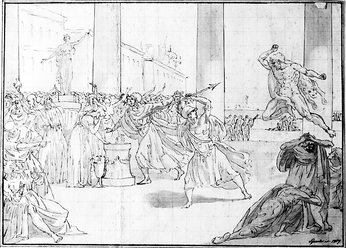 scena mitologica (disegno) di Spada Filippo (sec. XIX)