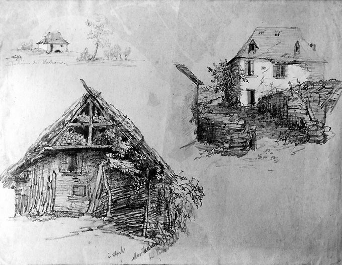studio di case (disegno) di Daubigny Charles (sec. XIX)