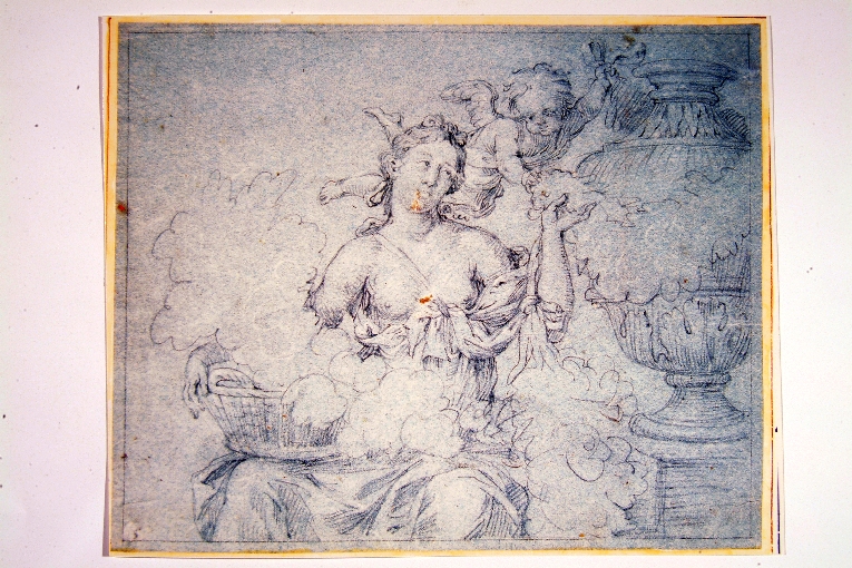 figura femminile con cesto e vaso (disegno) di Courtois Guillaume detto il Borgognone (cerchia) (seconda metà sec. XVII)