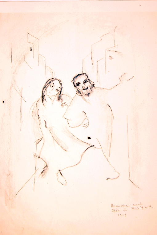 Brancusi and Bea in New York, Beatrice Wood e Constantin Brancusi a New York nel 1917 (disegno) di Wood Beatrice (sec. XX)