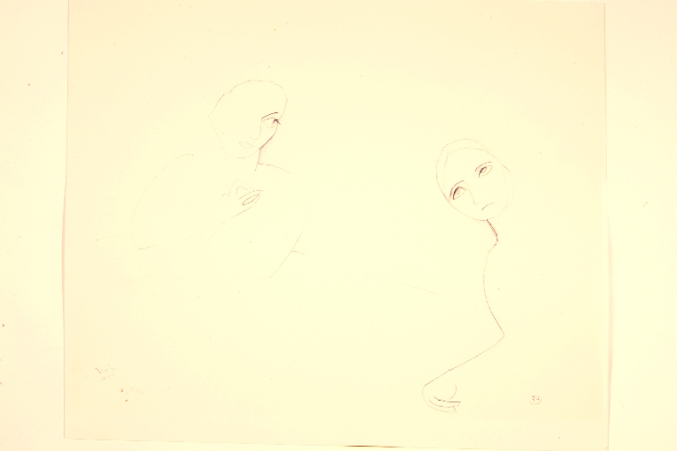 Put the cut out, uomo e donna stilizzati (disegno) di Wood Beatrice (sec. XX)