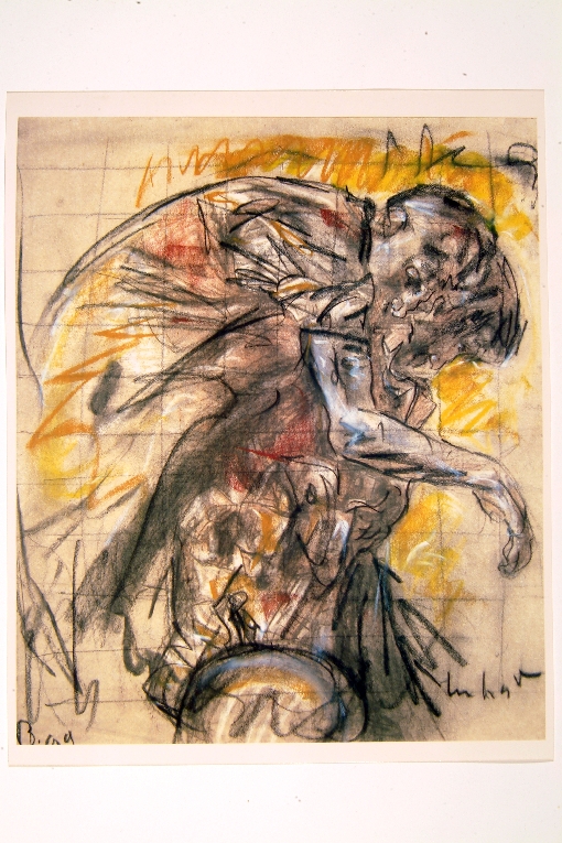 due uomini accovacciati (disegno) di Brangwyn Frank (sec. XIX)