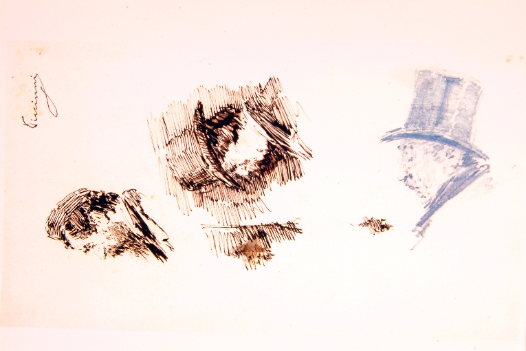 studio di teste di uomo con cappello (disegno) di Piccinni Antonio (ultimo quarto sec. XIX)