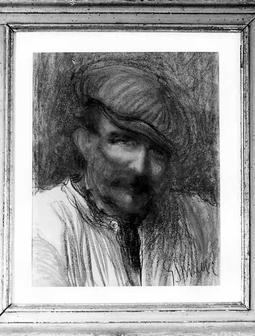 ritratto d'uomo con coppola (dipinto) di Spinelli Gaetano (primo quarto sec. XX)