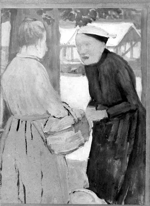 donne in conversazione (dipinto) di Bernard Emile (fine sec. XIX)