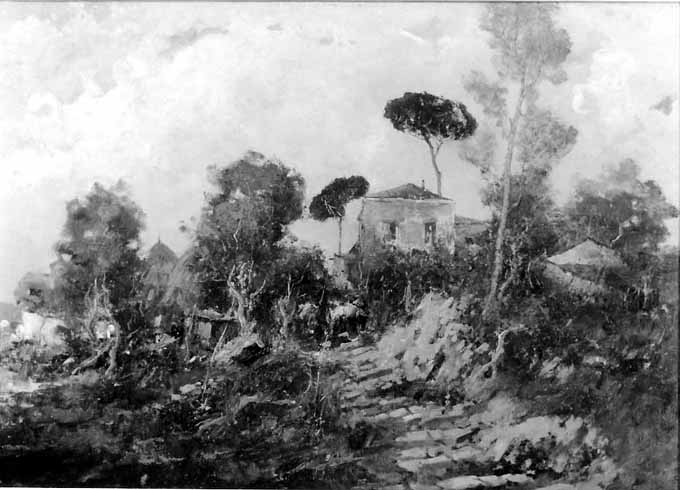 paesaggio con covoni (dipinto) di Casciaro Giuseppe (sec. XX)