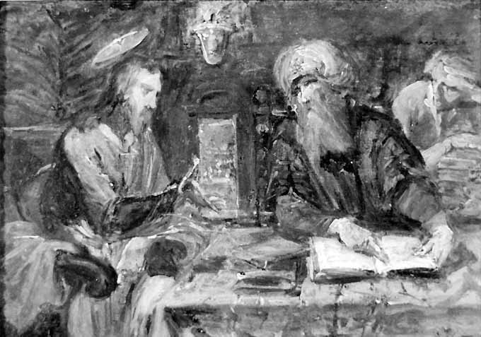 Gesù in casa del pubblicano (dipinto) - ambito lombardo (inizio sec. XVII)