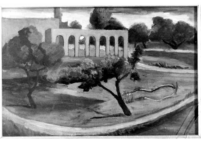 veduta di Villa dei Gerani a Palese (dipinto) di Lanave Nicola (sec. XX)