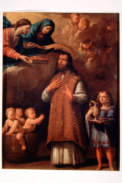 San Nicola di Bari resuscita i tre bambini (dipinto) di Vaccaro Andrea (metà sec. XVII)