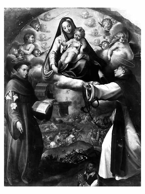 Madonna con Bambino e i santi Antonio da Padova e Leonardo (dipinto) di Curia Francesco (inizio sec. XVII)