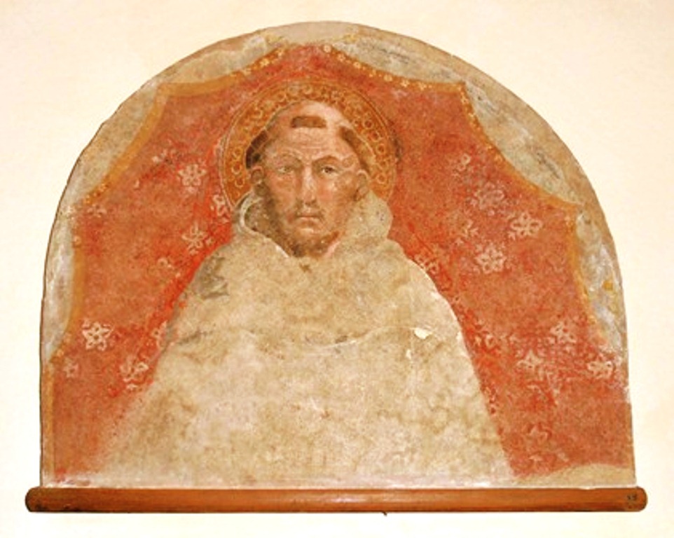 San Bernardo (?) San Leonardo (?), San Bernardo (?) San Leonardo (?) (dipinto - affresco, frammento) di Parri di Spinello (attribuito) - ambito aretino (XV)