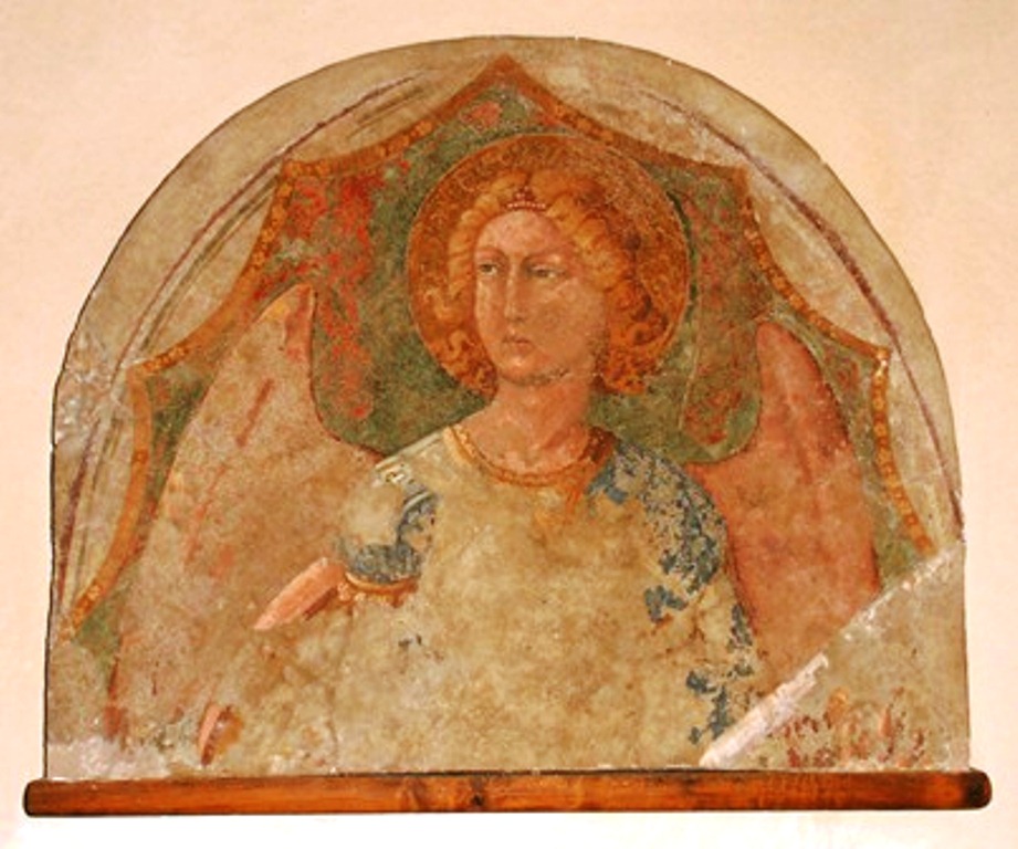 San Michele, San Michele (dipinto - affresco, frammento) di Parri di Spinello (attribuito) - ambito aretino (secondo quarto XV)