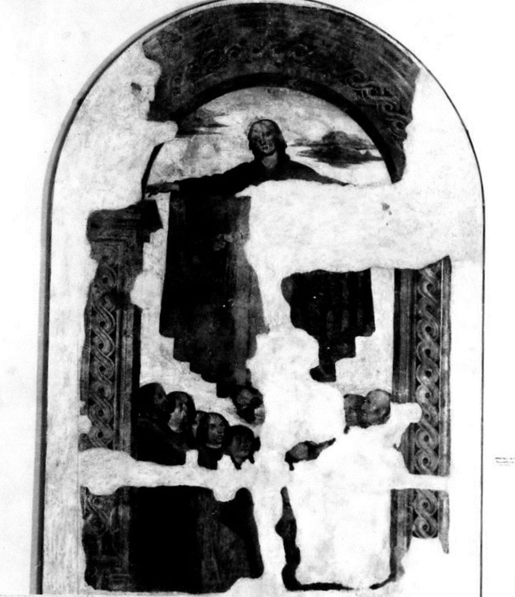 Madonna della Misericordia, Madonna della Misericordia (dipinto - affresco, opera isolata) di Dei Pietro detto Bartolomeo della Gatta (attribuito), Angelo di Lorentino (attribuito) (ultimo quarto XV)