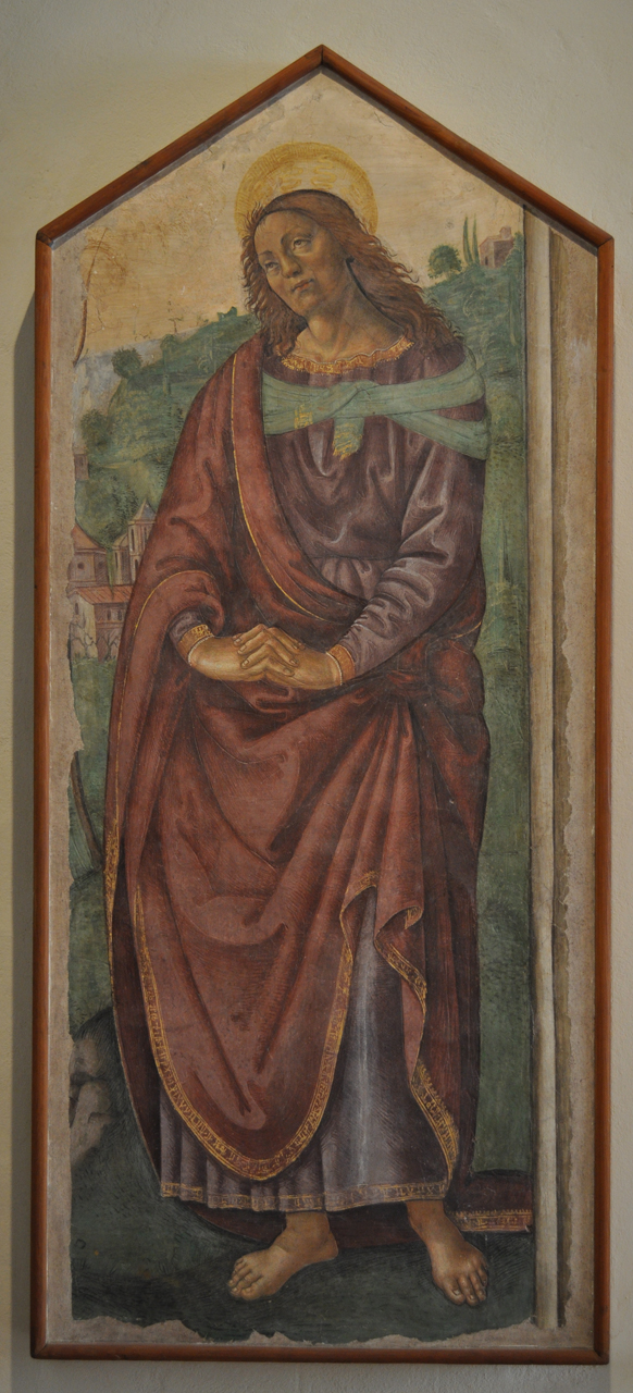 San Giovanni Evangelista, San Giovanni Evangelista (dipinto - murale, frammento) di Domenico di Pietro di Vanni de' Pecori detto Domenico Pecori - ambito toscano (inizio sec. XVI)