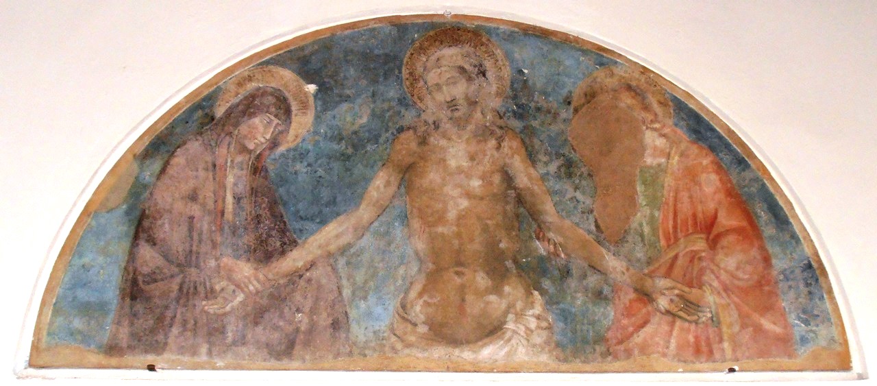 Cristo in Pietà tra la Madonna e San Giovanni, Cristo in Pietà tra la Madonna e San Giovanni (dipinto - affresco, opera isolata) di Spinello Aretino (XIV)
