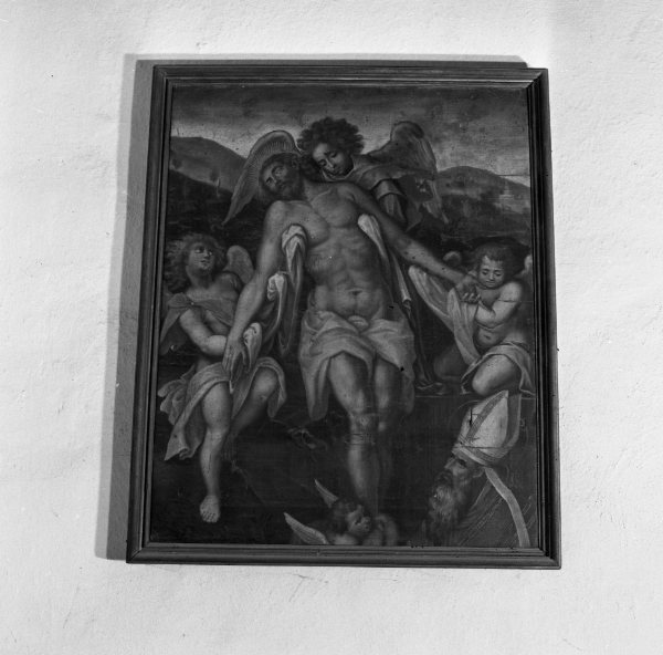Cristo in pietà e Santo vescovo (dipinto) - ambito toscano (sec. XVII)