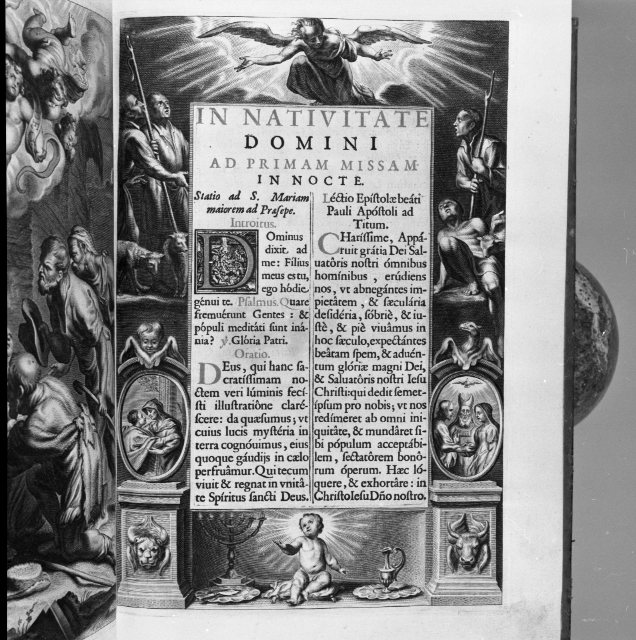 Incipit Natività di Gesù, con figure (stampa) di Galle Cornelis II (attribuito) (sec. XVII)