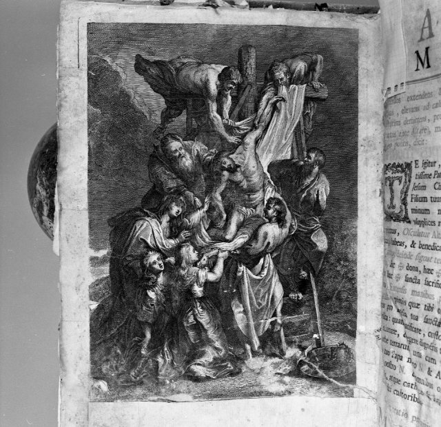 deposizione di Cristo dalla croce (stampa) di Leonardis Giacomo (attribuito) (sec. XVIII)