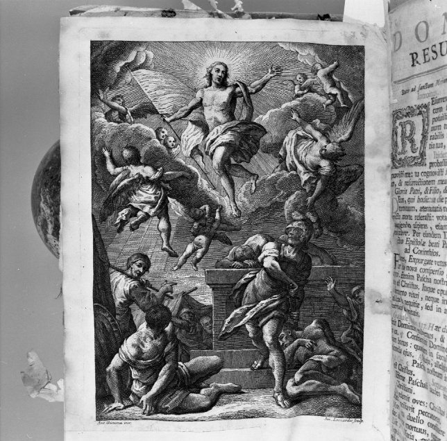 Resurrezione di Cristo (stampa) di Leonardis Giacomo (attribuito), Gionima Antonio (attribuito) (sec. XVIII)