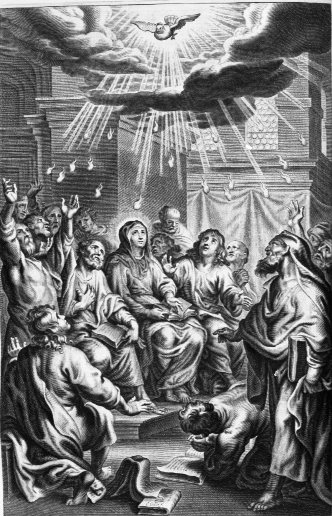 discesa dello Spirito Santo (stampa) di Galle Cornelis II (attribuito) (sec. XVII)