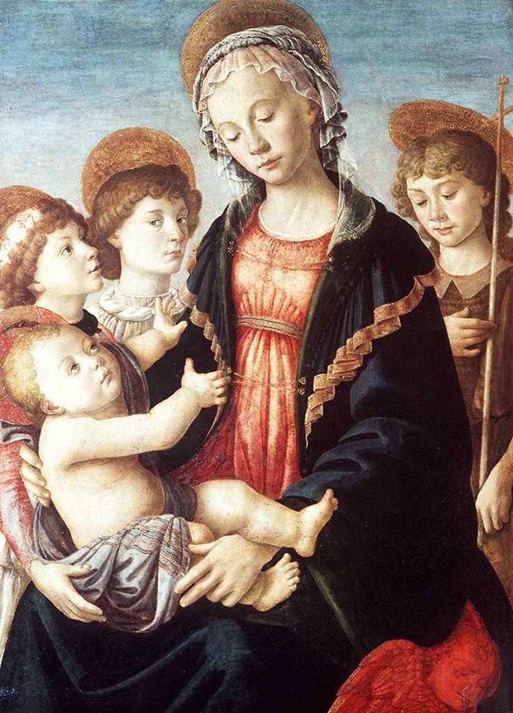 Madonna con Bambino e San Giovannino (dipinto) di Filipepi Alessandro detto Botticelli (sec. XV)