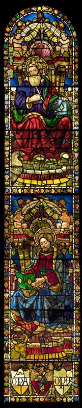 vetrata, elemento d'insieme di Pandolfo di Ugolino (cerchia), Baldassarre di Biagio del Firenze (attribuito) - ambito lucchese (terzo quarto sec. XV)