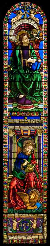 vetrata, elemento d'insieme di Pandolfo di Ugolino (attribuito), Frediani Vincenzo di Antonio (attribuito) (seconda metà sec. XV)