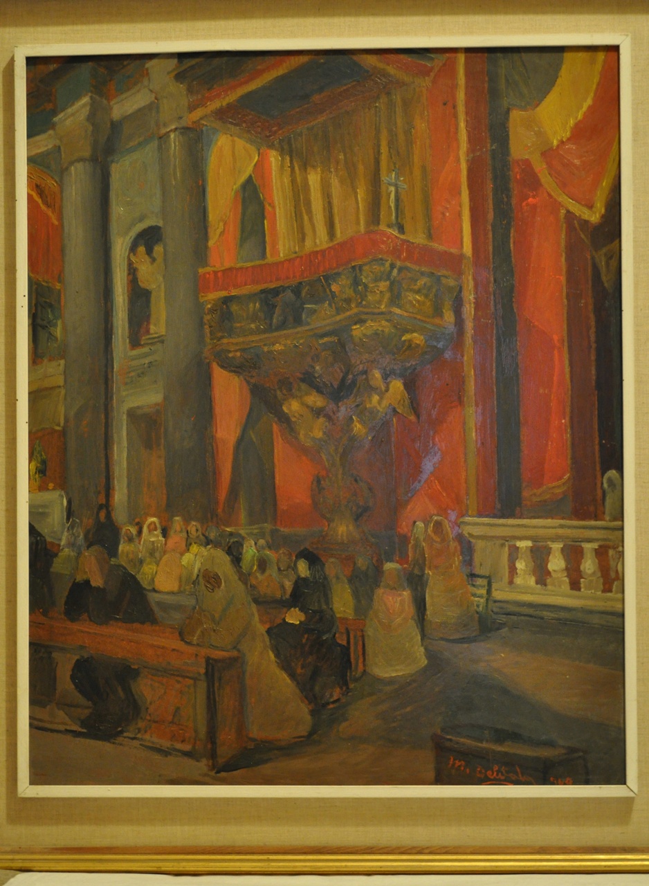 Le cresimande a santa maria, interno di una chiesa (dipinto)