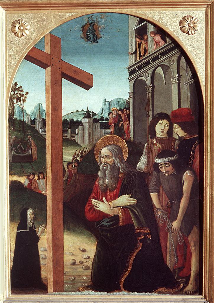 Sant'Andrea in adorazione della croce, Sant'Andrea condotto al martirio, sepoltura di Sant'Andrea (dipinto) di Botticini Francesco (sec. XV)