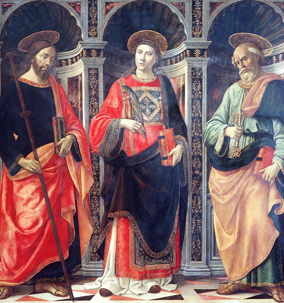 San Giacomo il Maggiore, Santo Stefano e San Pietro (dipinto) di Bigordi Domenico detto Domenico Ghirlandaio (sec. XV)