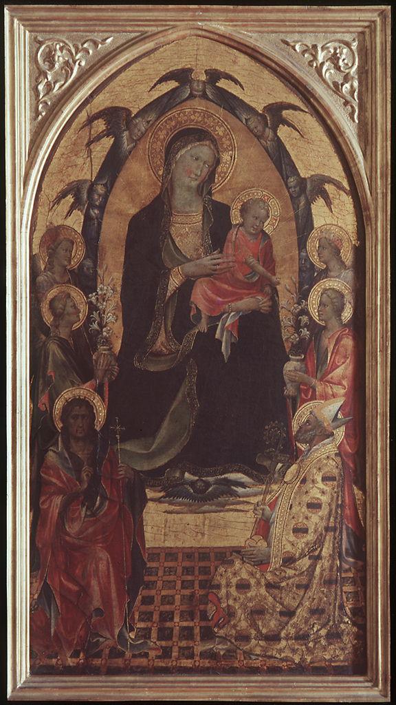 Madonna con Bambino tra San Giovanni Battista, San Nicola di Bari e angeli (dipinto) di Starnina Gherardo (sec. XV)