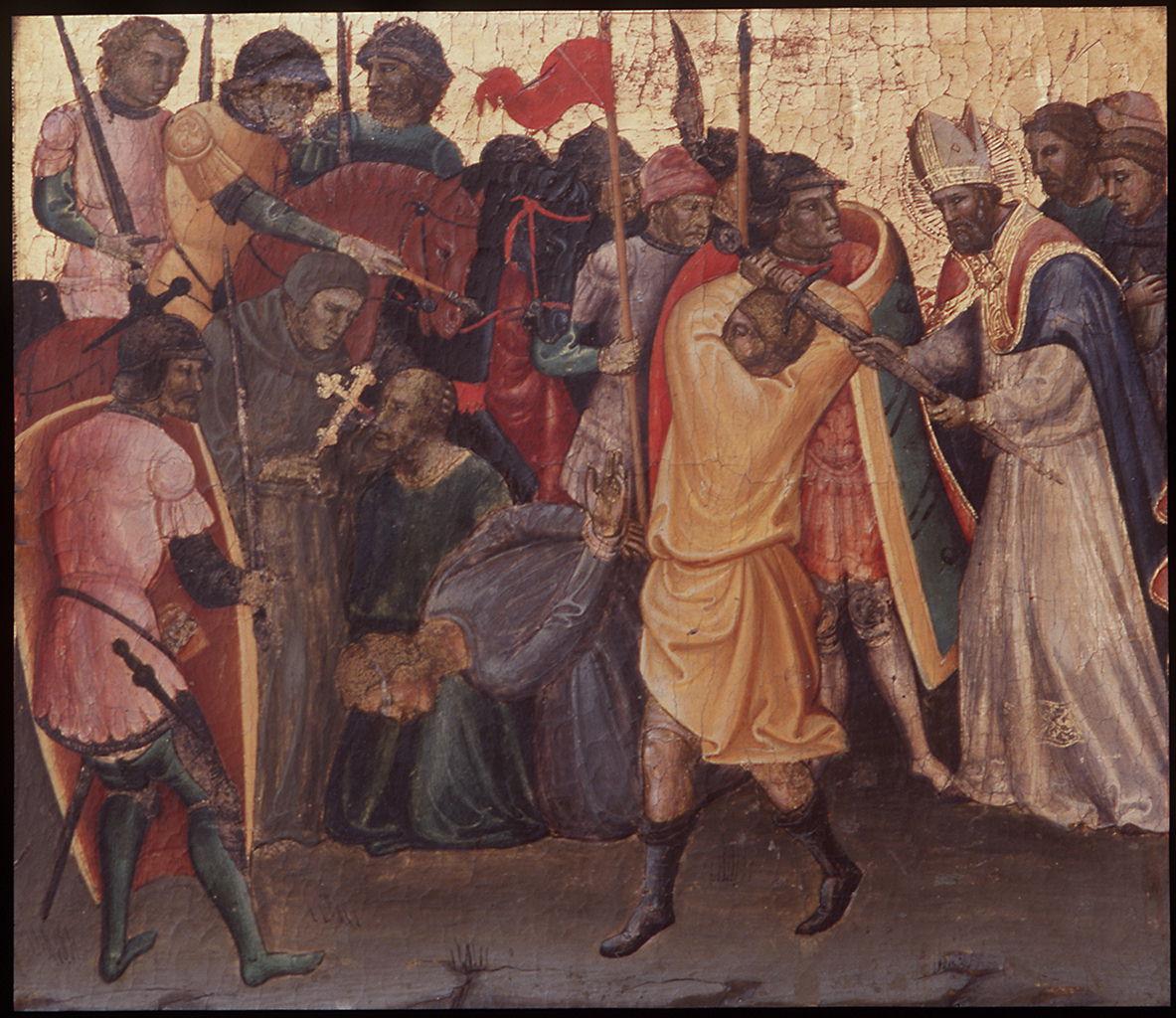 San Nicola di Bari fa sospendere l'esecuzione di tre soldati innocenti (scomparto di predella) di Mariotto di Nardo (sec. XV)