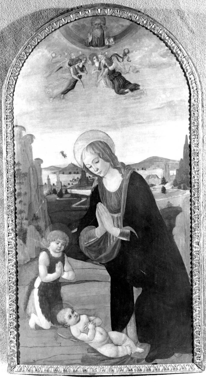 Madonna in adorazione del Bambino e San Giovanni Battista bambino (dipinto) di Gherardo di Giovanni detto Gherardo del Fora (sec. XV)