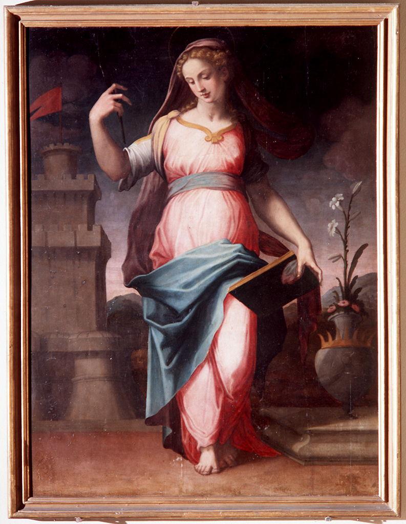 Santa Barbara (dipinto) di Vasari Giorgio (cerchia) (sec. XVI)
