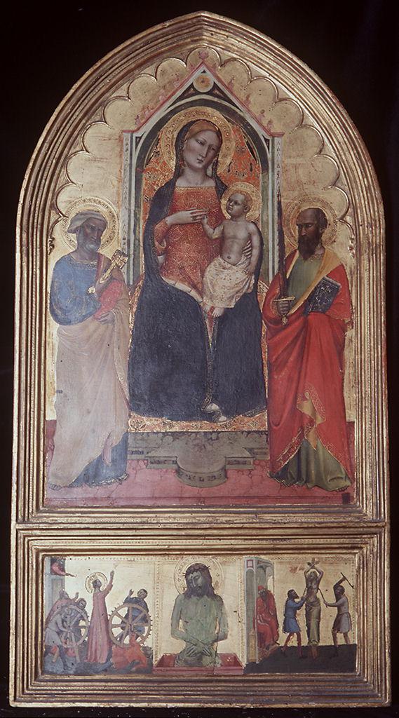 Madonna con Bambino fra i Santi Pietro e Paolo (dipinto) di Maestro della Misericordia dell'Accademia (sec. XIV)