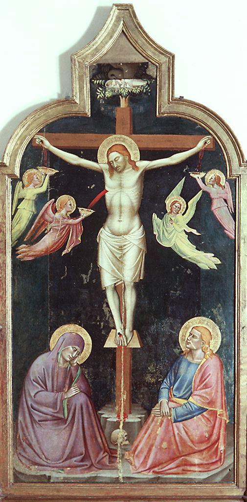 crocifissione di Cristo con la Madonna e San Giovanni Evangelista (dipinto) di Jacopo di Cione detto Jacopo Orcagna (sec. XIV)
