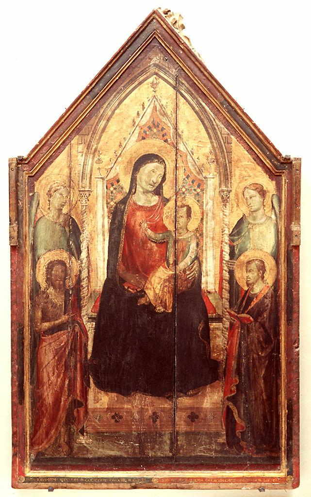 Madonna con Bambino in trono tra San Giovanni Battista e San Luca (dipinto) di Daddi Bernardo (sec. XIV)