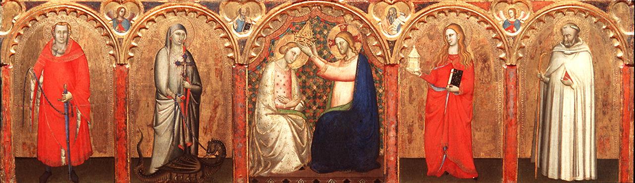 incoronazione di Maria Vergine tra Santi (dossale) di Maestro delle Effigi Domenicane (sec. XIV)