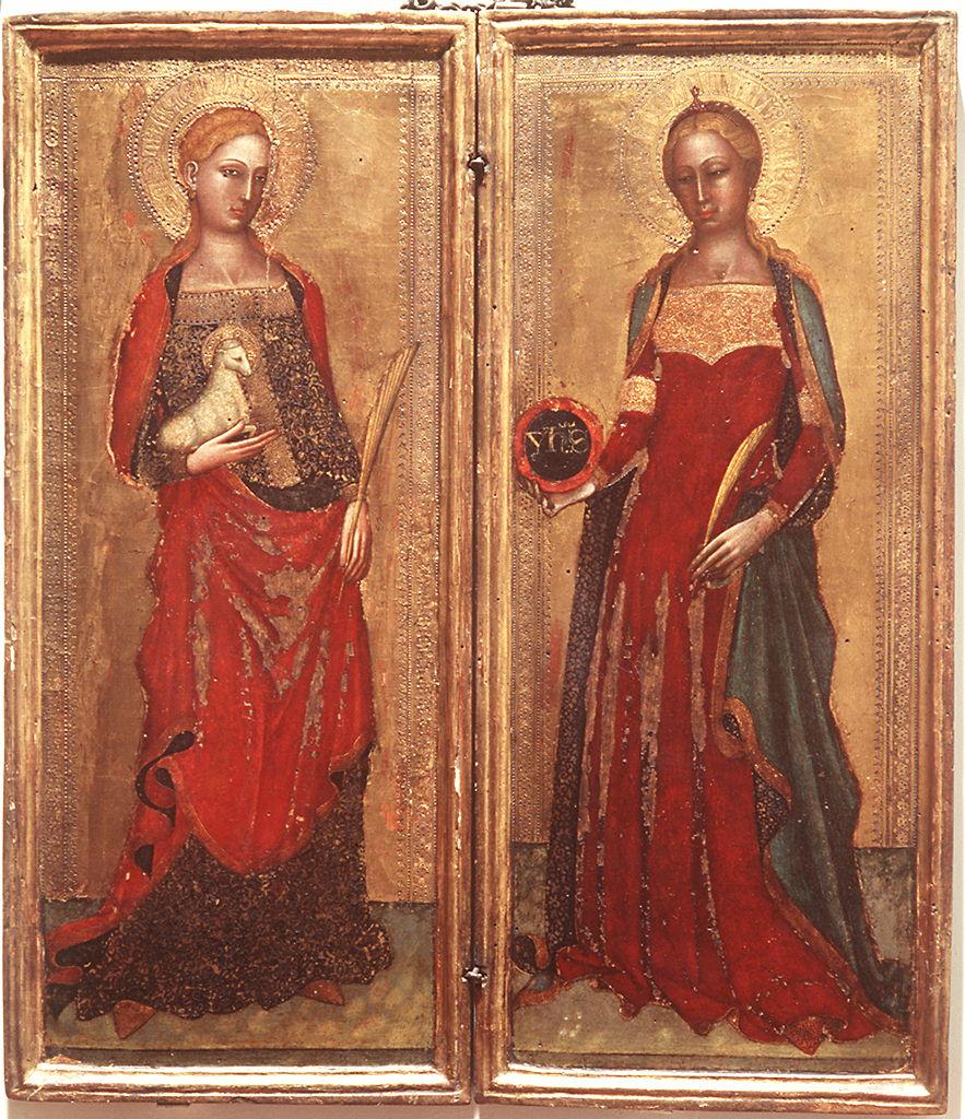 Sant'Agnese, Santa Domitilla (dittico portatile) di Bonaiuti Andrea detto Andrea da Firenze (sec. XIV)