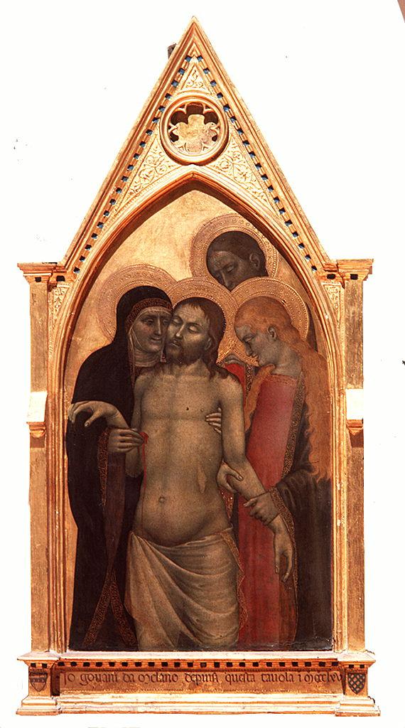 Cristo in pietà tra la Madonna Santa Maria Maddalena e San Giovanni Evangelista (dipinto) di Giovanni da Milano (sec. XIV)