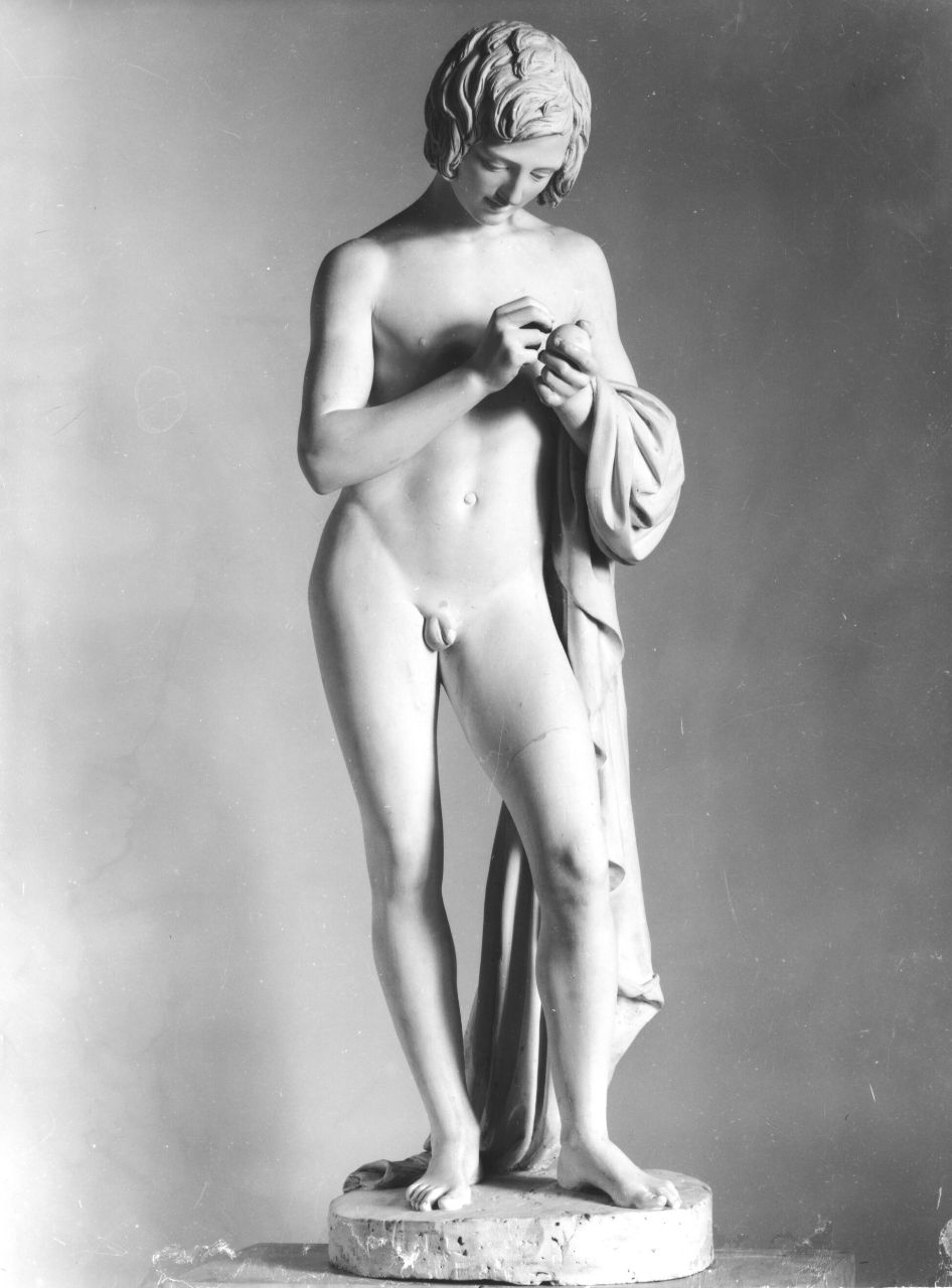 Aconzio scrive il nome dell'amata Cidippe, figura maschile nuda (statua) di Cambi Ulisse (sec. XIX)