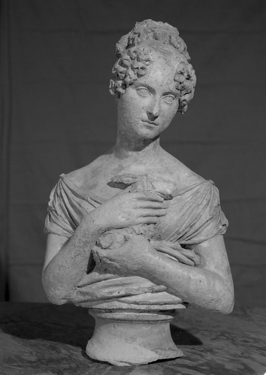 busto ritratto di giovane donna con coniglio in braccio (busto) di Bartolini Lorenzo (sec. XIX)