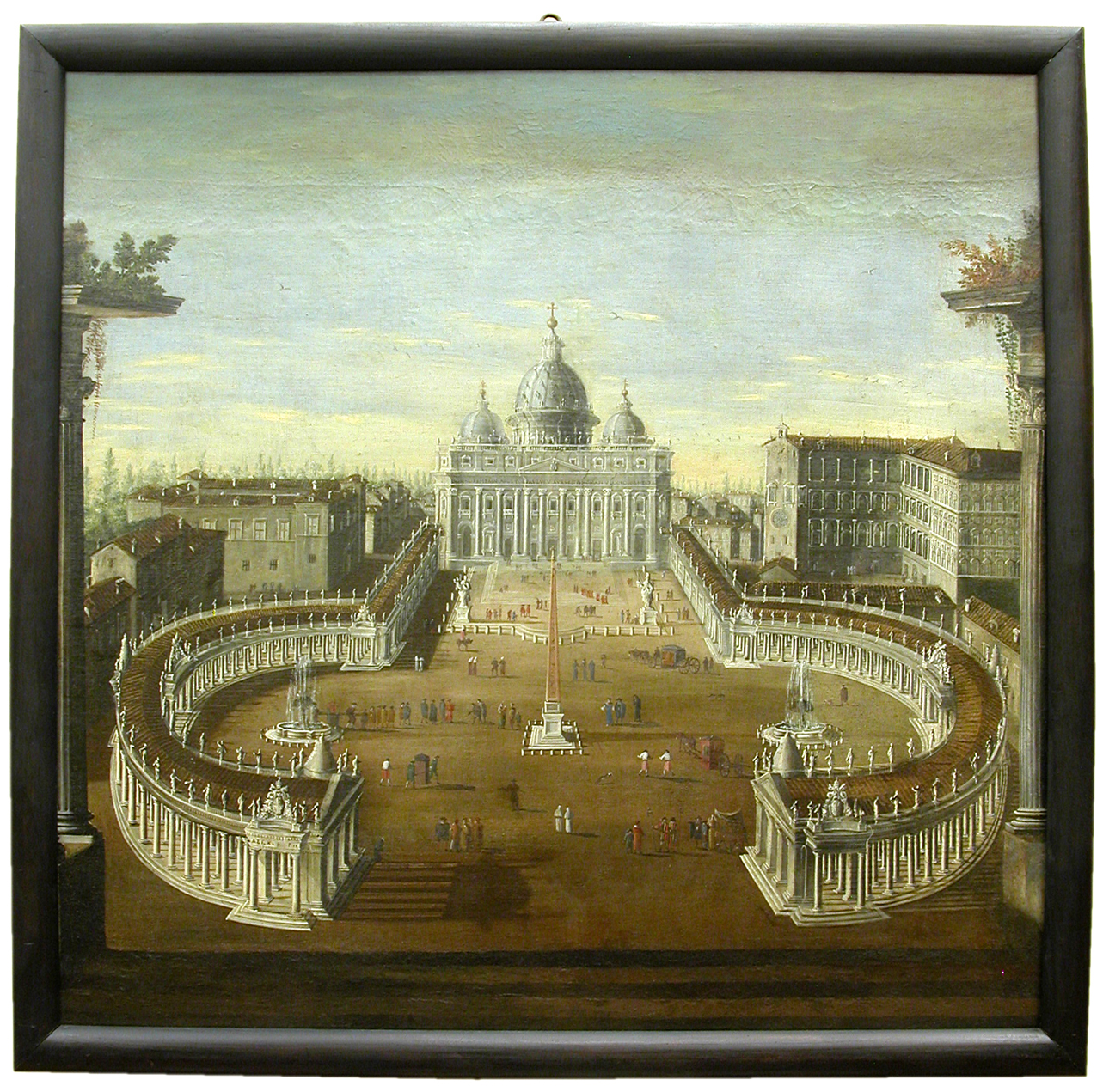 veduta di piazza San Pietro a Roma (dipinto, opera isolata) - ambito romano (ultimo quarto sec. XVII)